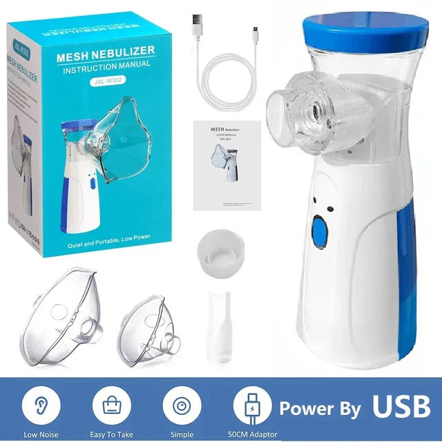 High Quality Portable Mesh Nebulizer Machine for Kids &Adults | Silent Electric& Cell Operated Inhaler for Asthma, Cough &Cold Relief | Handheld Mini Nebulizer for Home,Travel & Hospital Use
