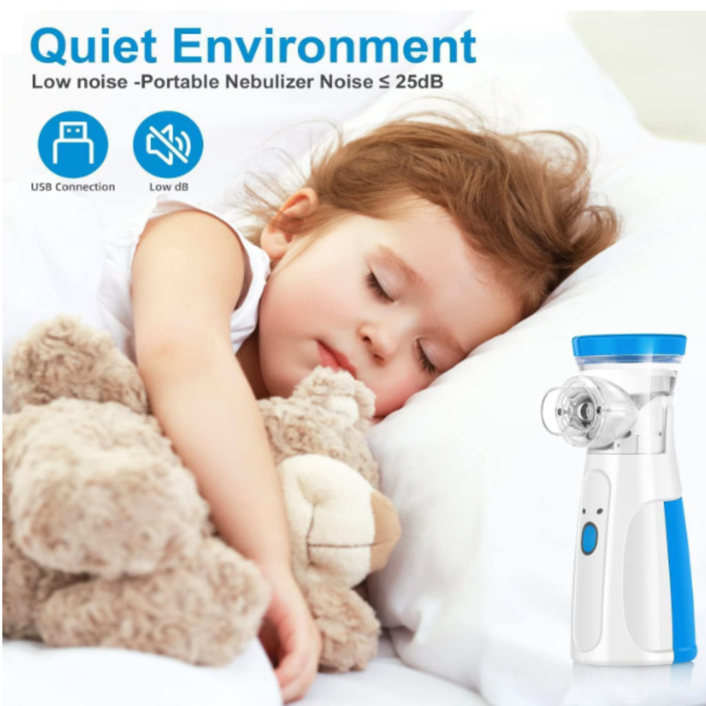 High Quality Portable Mesh Nebulizer Machine for Kids &Adults | Silent Electric& Cell Operated Inhaler for Asthma, Cough &Cold Relief | Handheld Mini Nebulizer for Home,Travel & Hospital Use