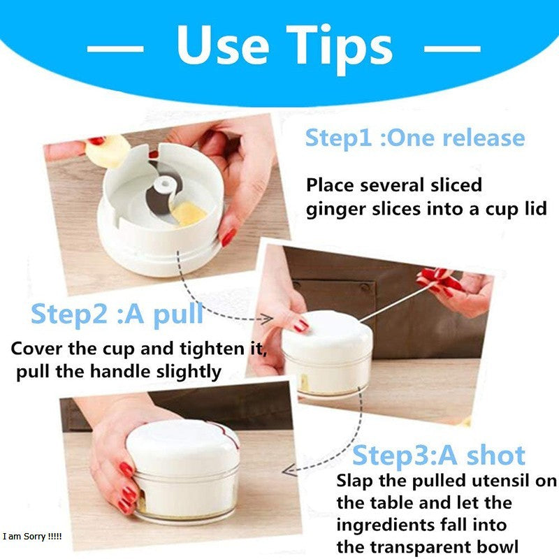 Hand-Pulled Garlic Chopper – Manual Multifunction Grinder for Vegetables, Meat & Herbs