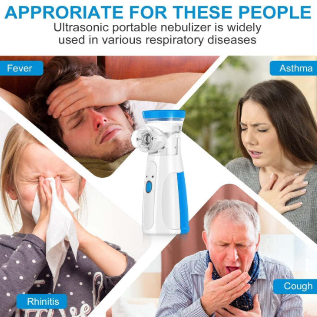 High Quality Portable Mesh Nebulizer Machine for Kids &Adults | Silent Electric& Cell Operated Inhaler for Asthma, Cough &Cold Relief | Handheld Mini Nebulizer for Home,Travel & Hospital Use
